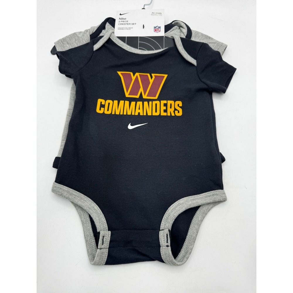 Nike Kids 3/6M Grey/Black Bodysuit NFL Washington Commanders Creeper Set 2 Pack
